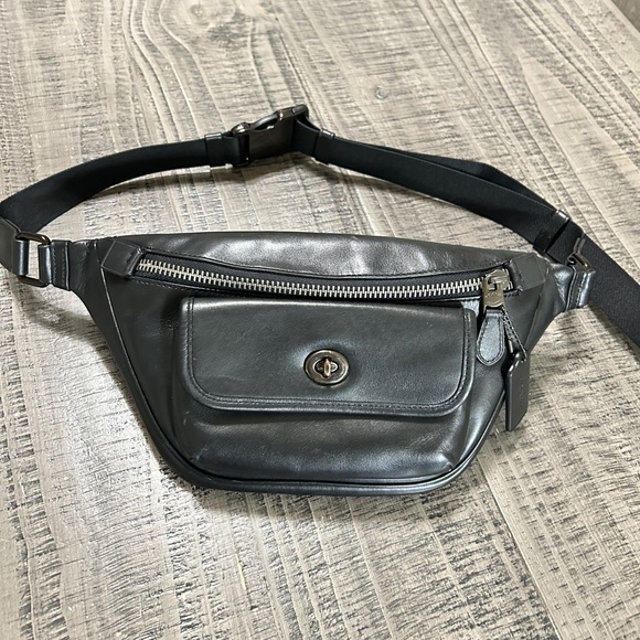Coach Other - Coach Black Heritage Leather Belt Bag